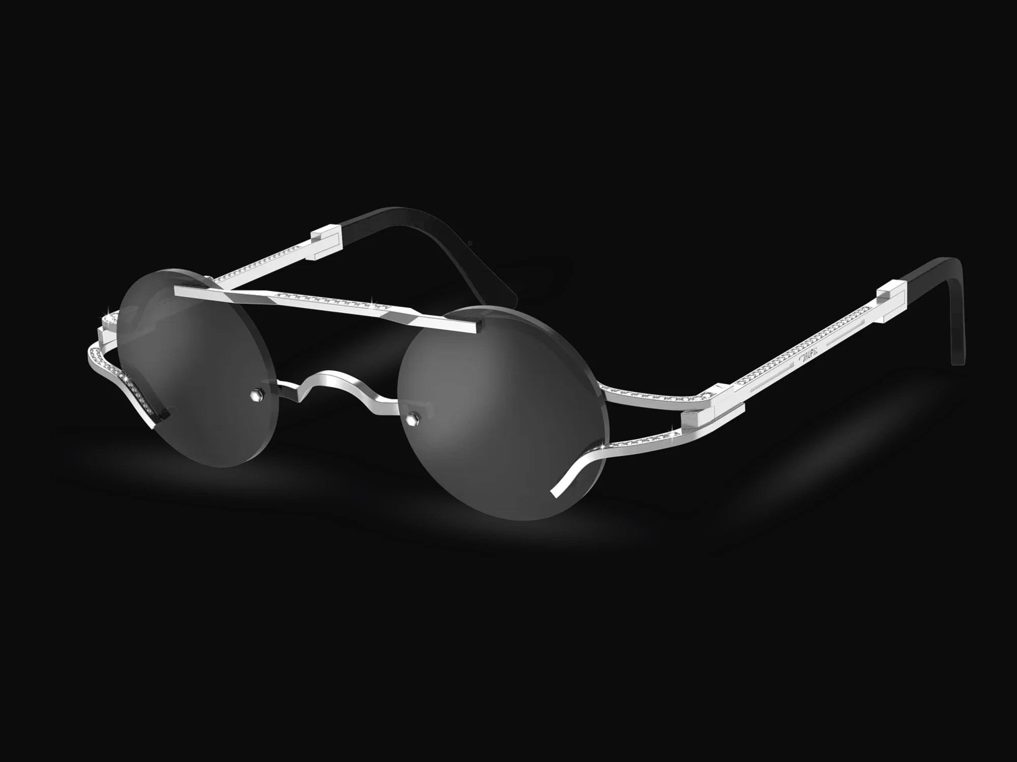 Pyrite sunglasses set with 151 lab-grown diamonds